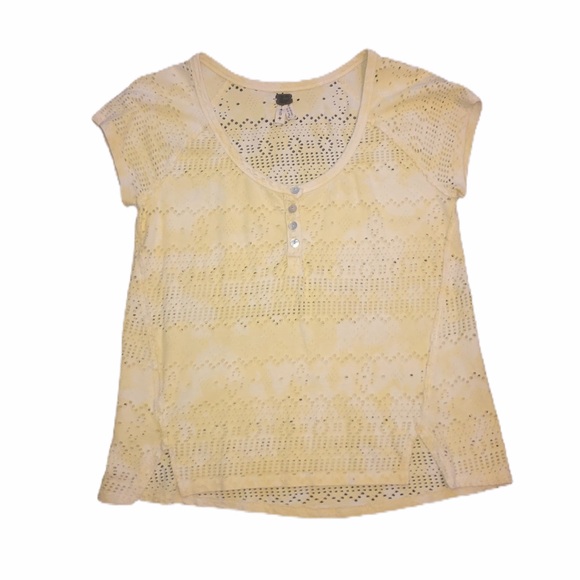 We the Free Tie Dye Eyelet Henley T shirt - Picture 1 of 8